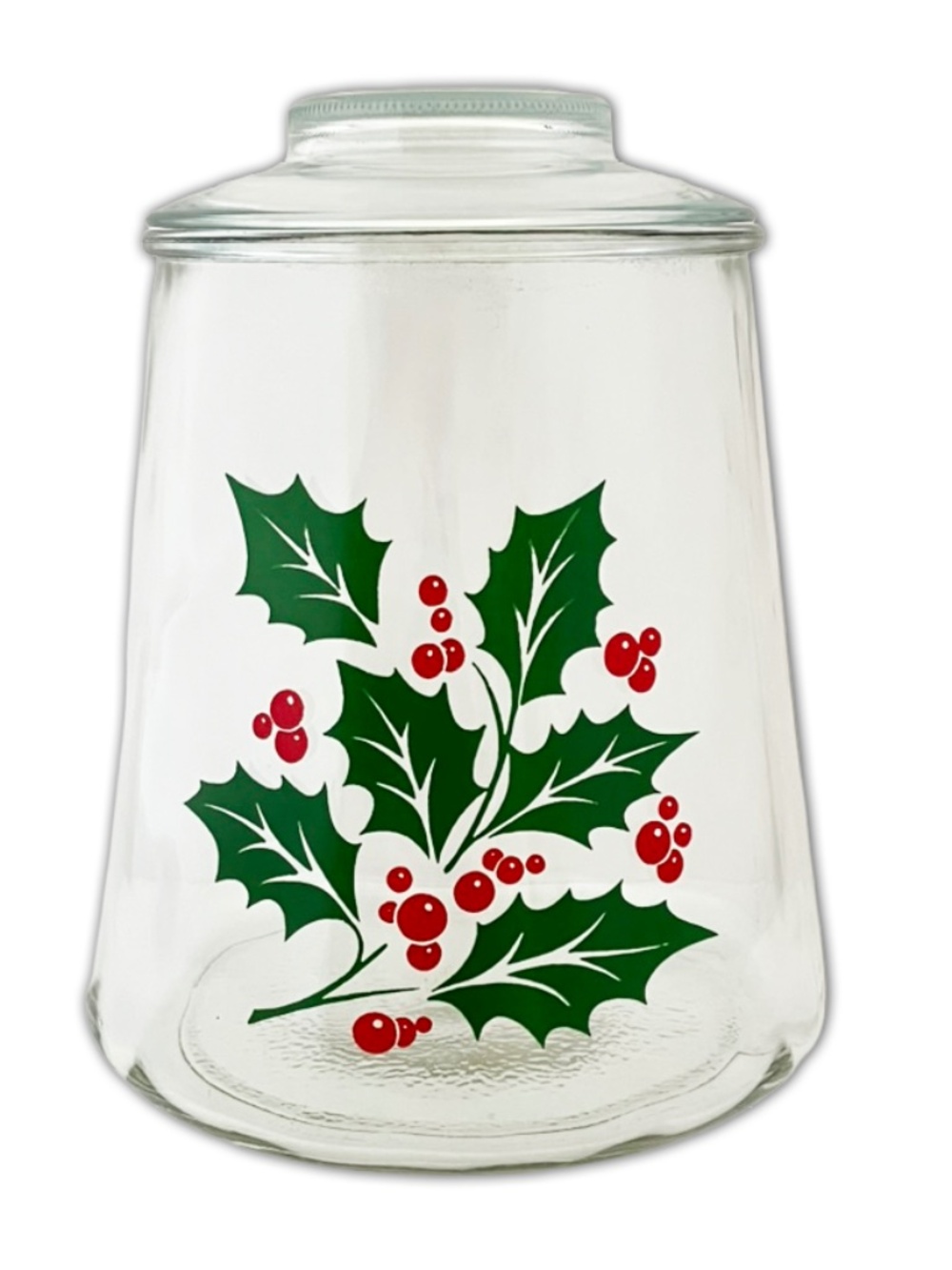 Indiana Glass "Holly" Cookie Jar With Lid Utility Jar Lancaster Colony